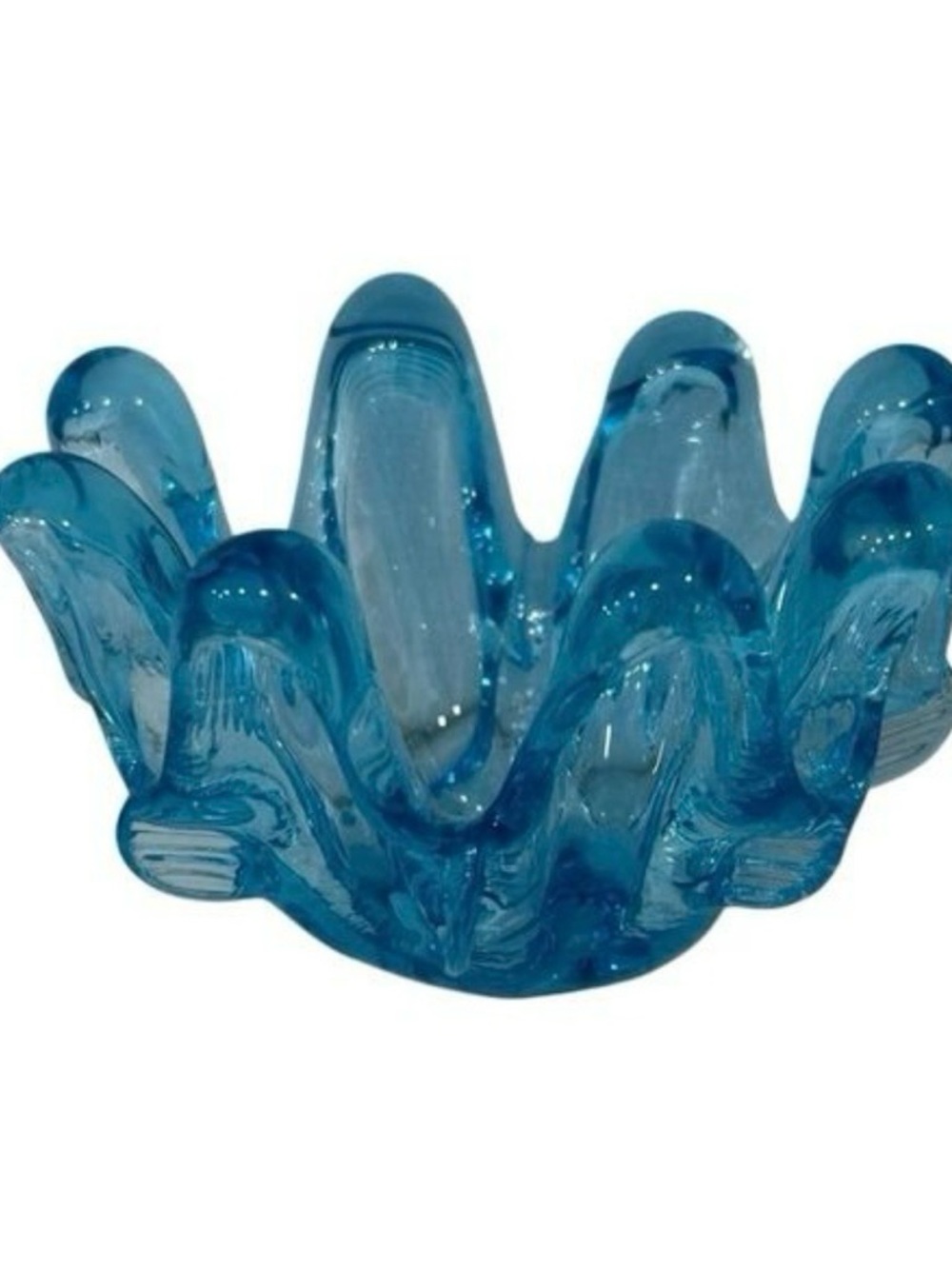 Vintage Swung Glass Bowl
Candy Trinket Dish MCM
Aqua Blue 8 Fingers Art Glass - Picture 3 of 9